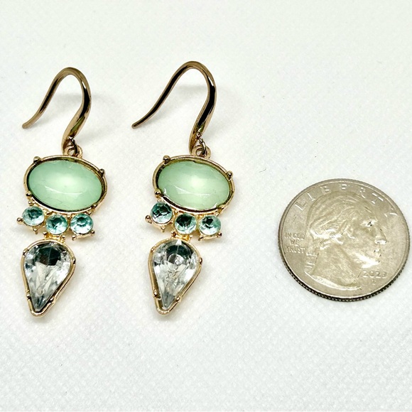 Aqua Chalcedony Crystal Glass & Rhinestone Statement Drop Earrings - Picture 3 of 5